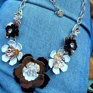 Black and White Floral Necklace
